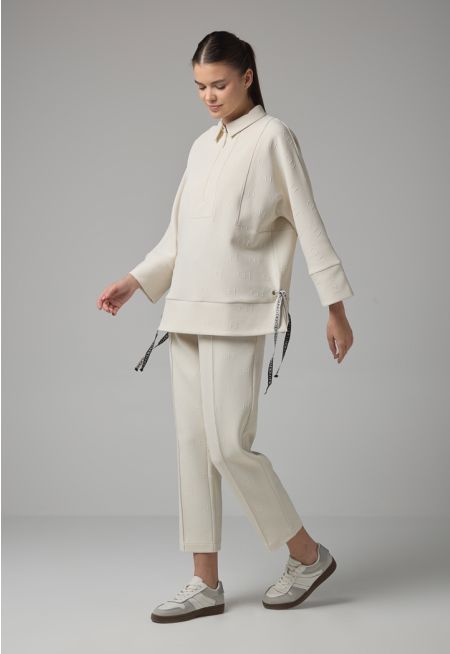 Solid Monogram Drawstring Trousers