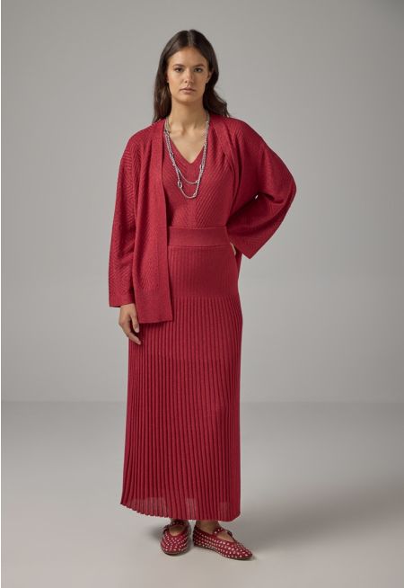 Pleated Lurex Maxi Skirt