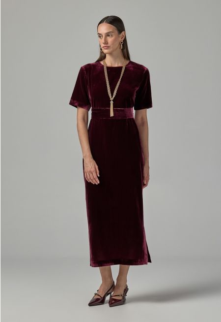 Short Sleeve Velvet Dress 
