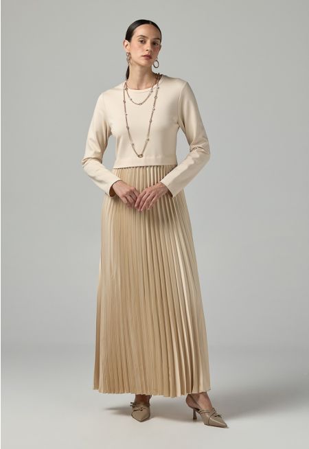 Solid Pleated Maxi Dress