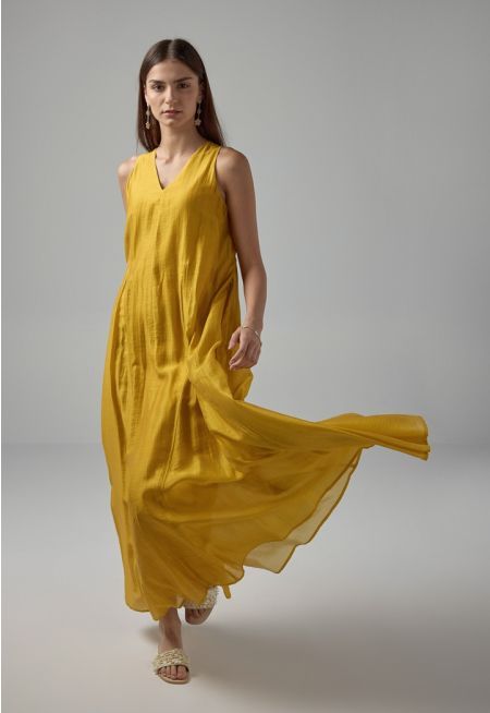 Solid Sleeveless Flared Dress