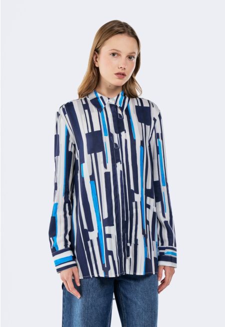 Printed High-Low Shirt