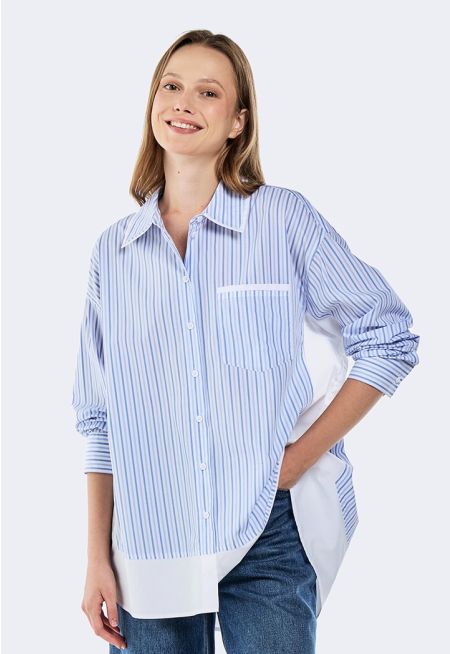 Striped High Low Shirt