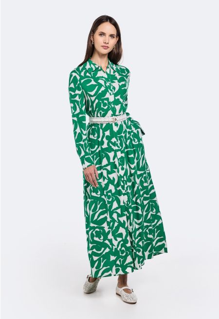 Printed Belted Dress