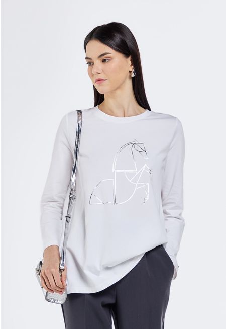 Horse Foil Print Top