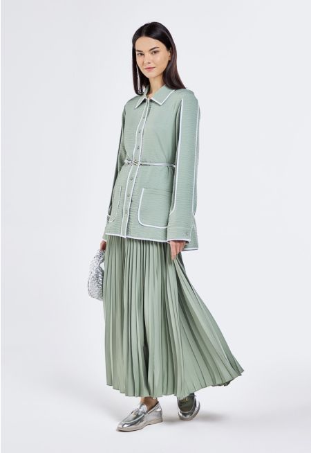 Solid Pleated Skirt