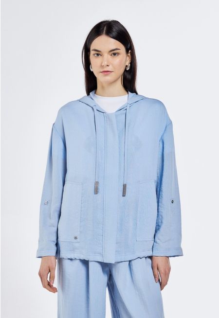 Drawstring Hem Zipped Jacket