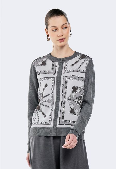 Chain Print Knitted Cardigan