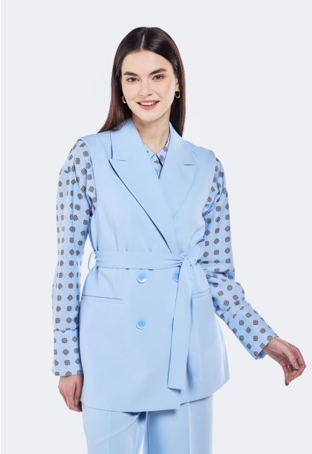 Notched Collar Belted Gilet