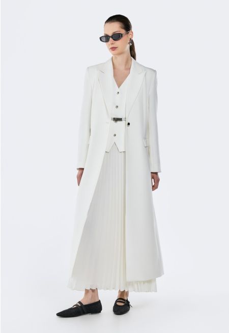 Solid Notched Collar Coat