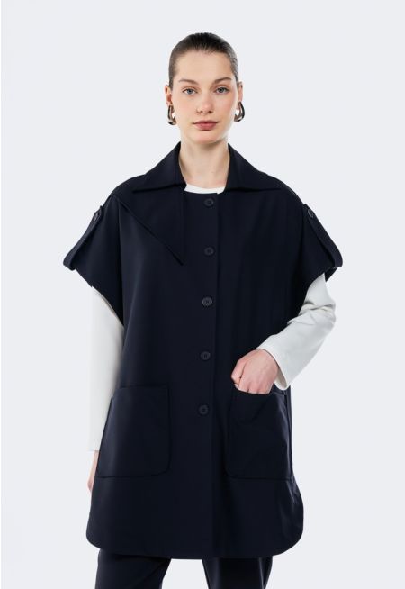 Side Open Collared Cape