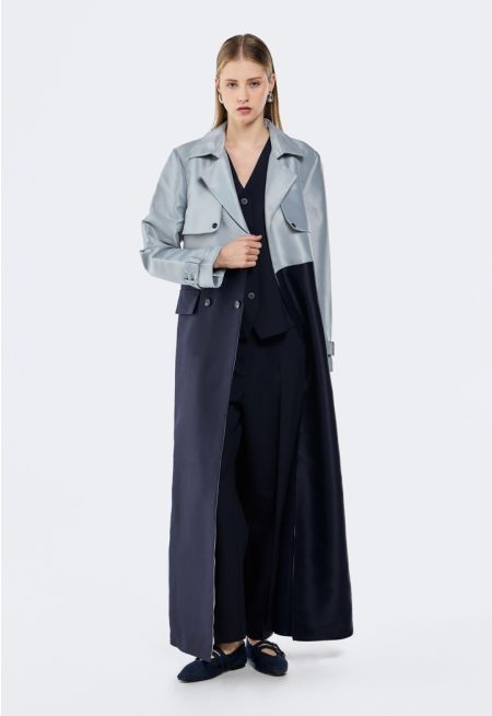 Notched Collar Belted Trench Coat