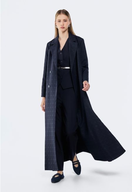 Geometric Embroidered Quilted Abaya