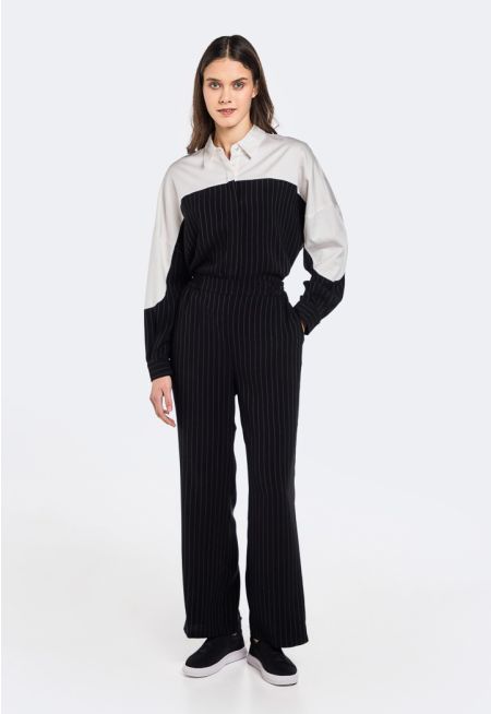 Wide Leg Striped Trousers