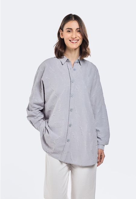 Drop Shoulder Jacquard Shirt
