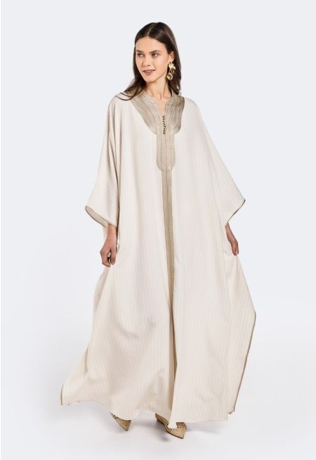 Striped Lace Embellished Kaftan
