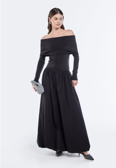 Off Shoulder Bubble Hem Dress