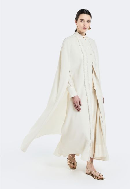 Frayed Embellished Cape 