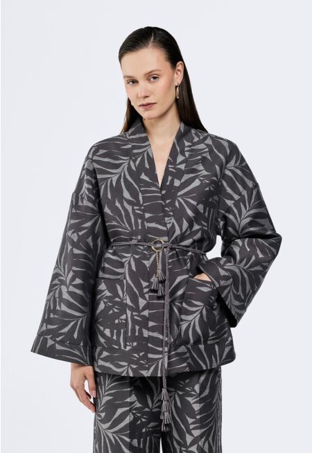 Leaf Jacquard Kimono