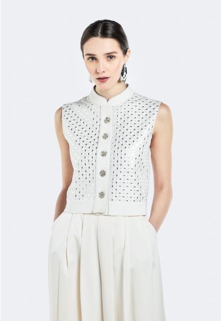Embroidered Vest With Mirror Accents