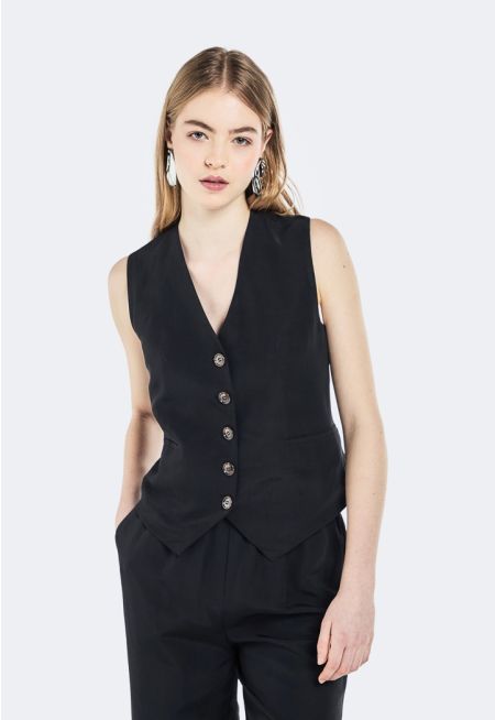 Single Breasted V-Neck Vest