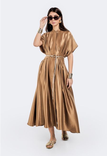 Gathered Pleated Waist Dress