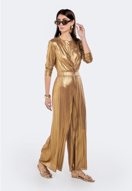 Metallic Pleated Trousers