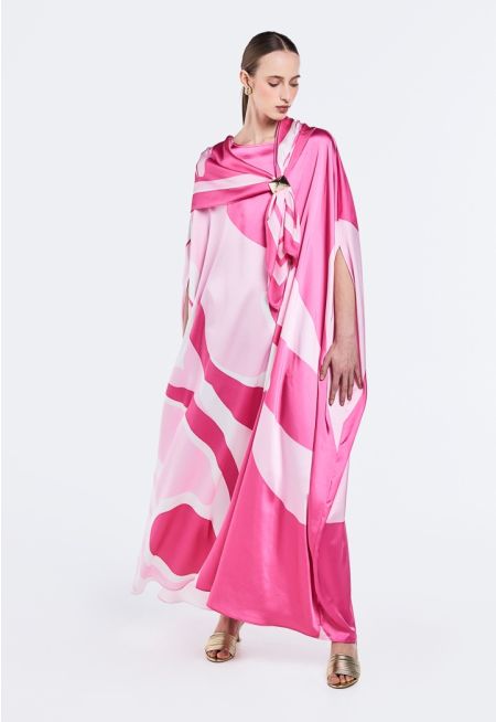 Printed Cape Maxi Dress