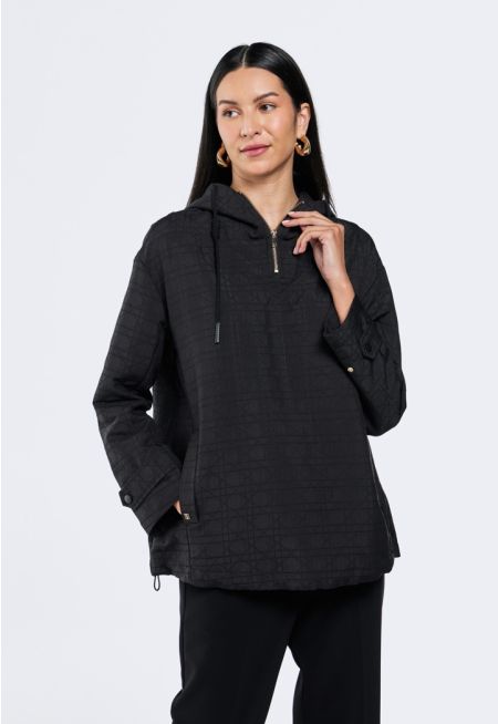 Geometric Embroidered Quilted Pullover