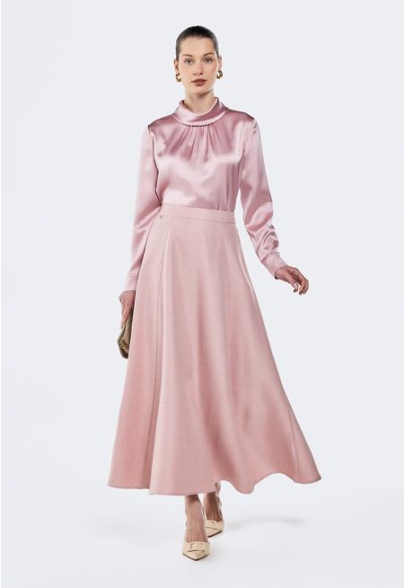 Twill Flared Maxi Skirt