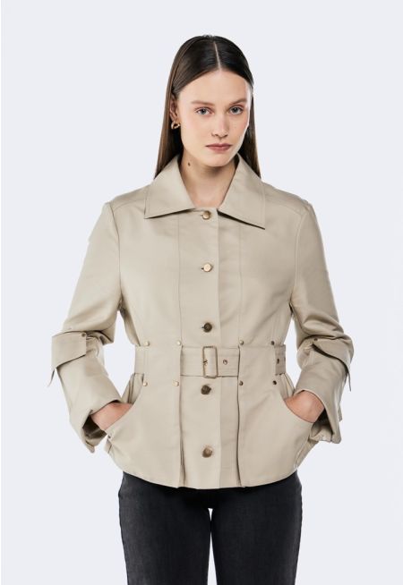 Belted Jacket With Utility Pockets