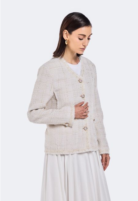Tweed Lurex Frayed Jacket