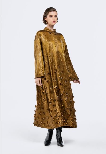 Metallic 3D Floral Embellished Dress