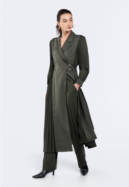 Pleated Belted Coat