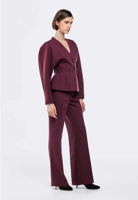 Solid High Waist Trousers