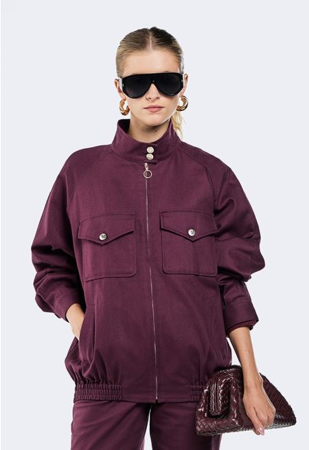 Elastic Hem Denim Jacket