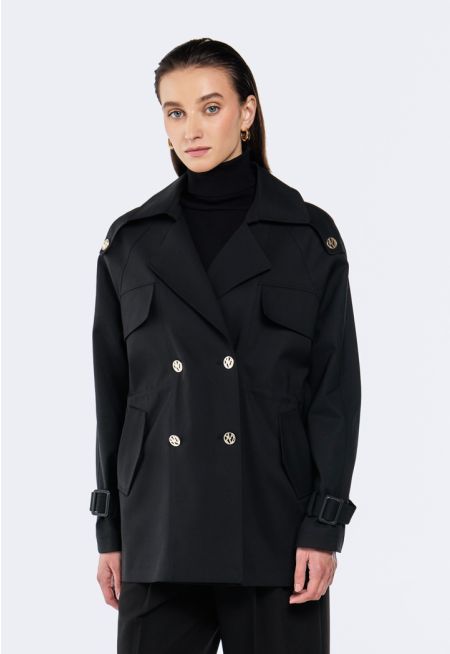 Drawstring Waist Trench Coat