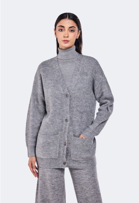 Knitted Patch Pocket Cardiagan