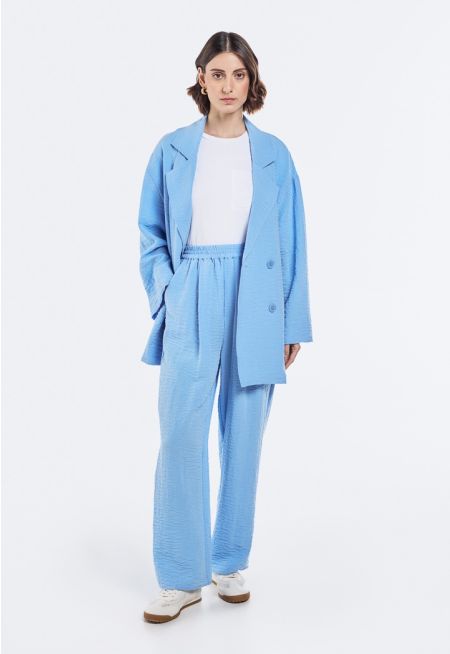 Crinkled Elastic Waistband Trousers