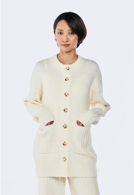 Ribbed Knitted Cardigan