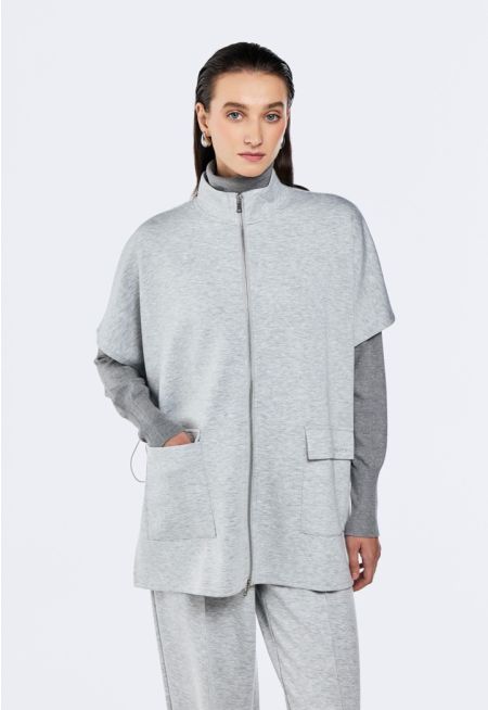 Short-Sleeved Jacket with Drawstring Waist
