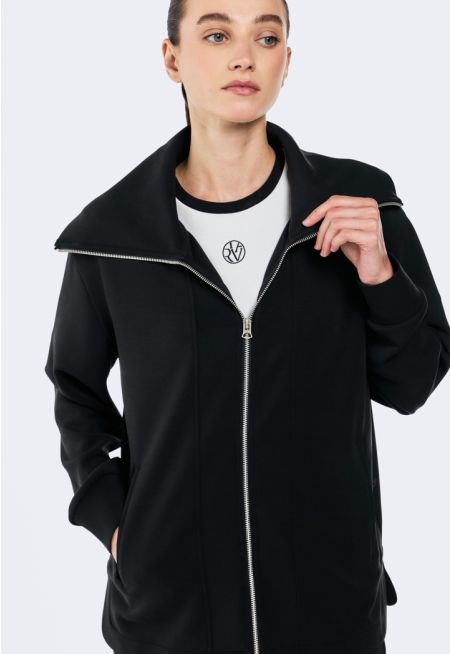Solid Zip-up Sweatshirt