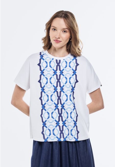Abstract Printed Motif T-Shirt