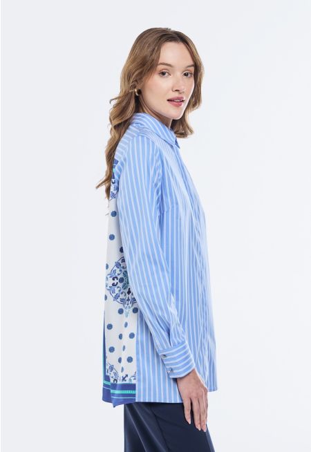 Back Print Striped Shirt