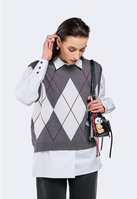 Argyle Jacquard Sweater Vest