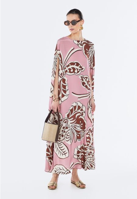 Printed Cape Maxi Dress