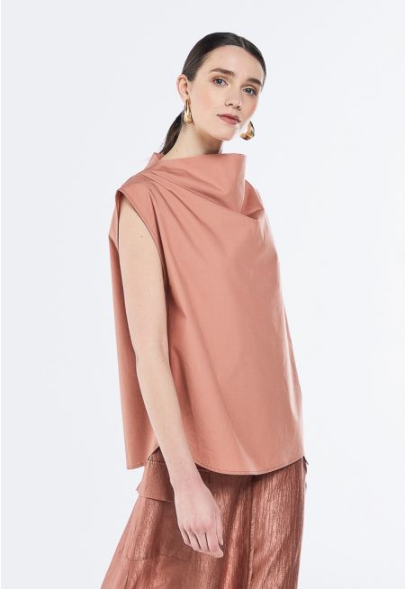 Sleeveless Draped Neck Top