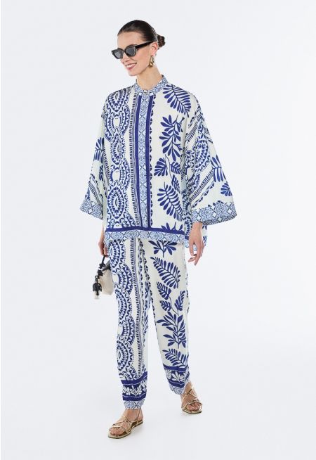 Textured Printed Trousers