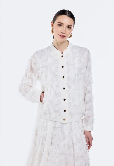 Elastic Waist Fringed Jacket