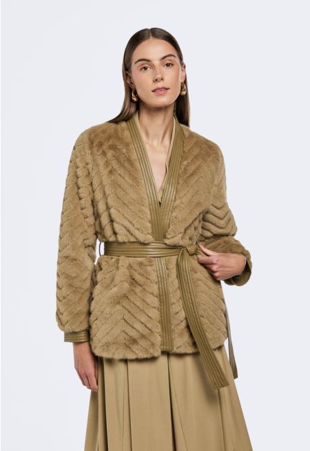 Belted Faux Fur Jacket 